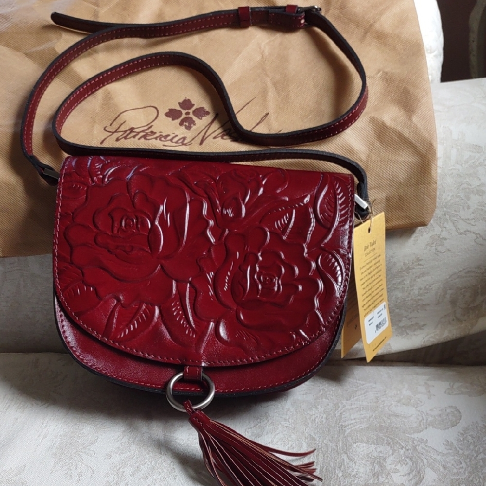 NWT Patricia Nash oxblood "Brinlee" Leather Embossed Crossbody Bag